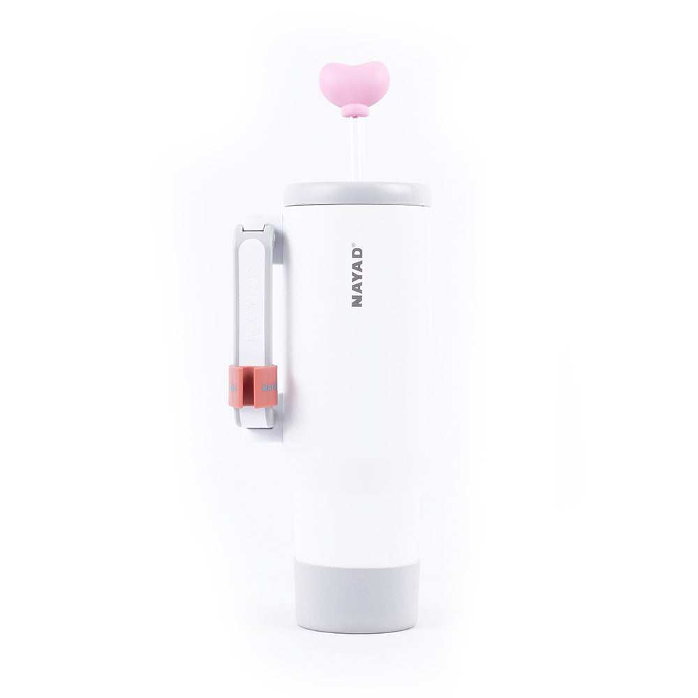 White and pink straw device with &