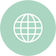 World map icon on a light green circle