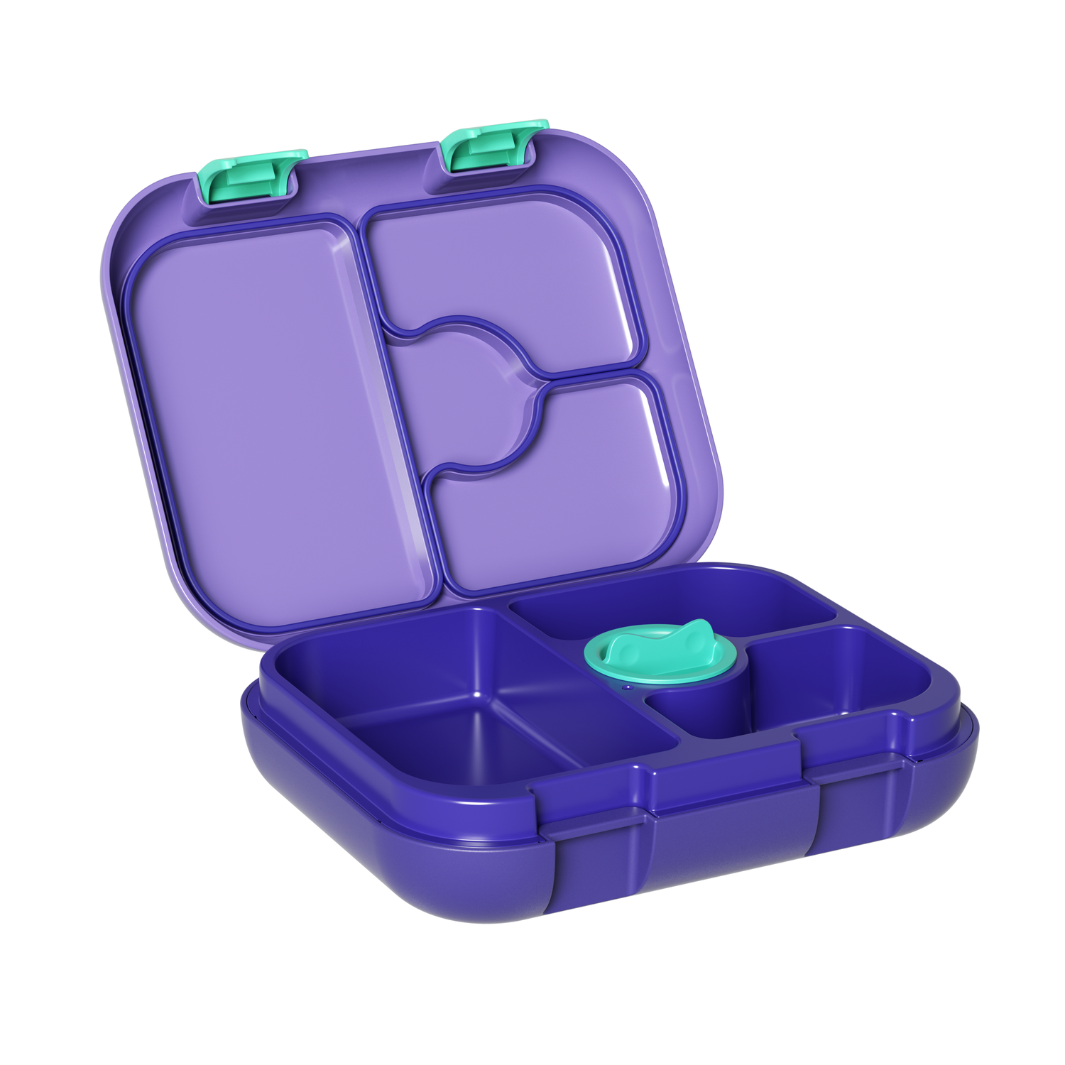 Purple and green bento box on a white background