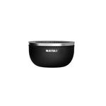 Medium Salad Bowl Black with silver rim and 'NAYAD' branding on a white background