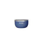 Small Salad Bowl Blue with silver rim and 'NAYAD' branding on a white background