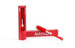 A red and white NAYAD bottle silicone brush shown with its red packaging box, featuring the brand name 'NAYAD' in white on the box.