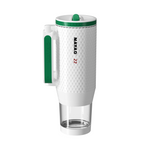 White golf style and green textured mug with handle on a white background