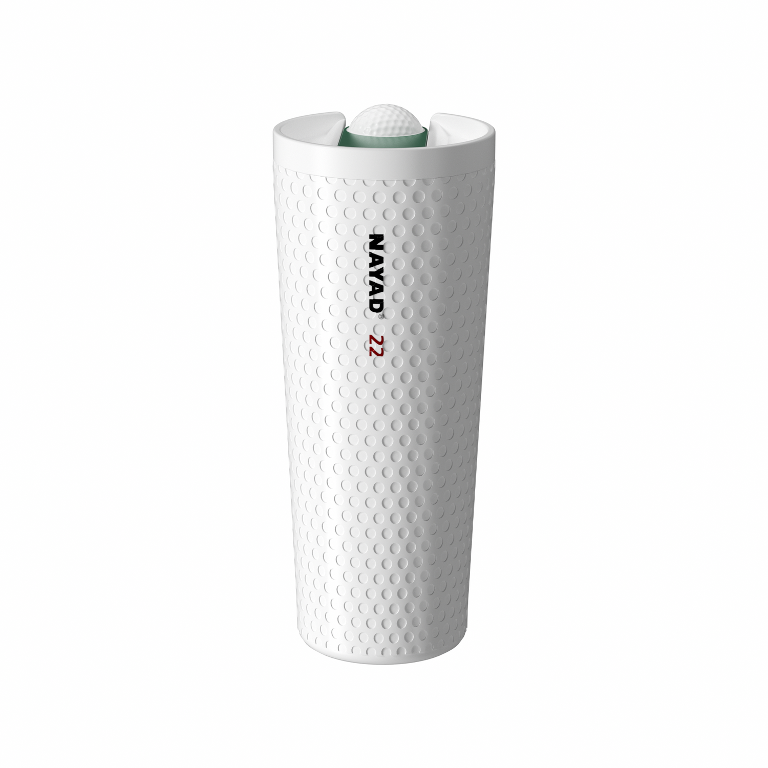 White textured tumbler with a golf ball texture on a white background