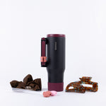 Black Hydrocore Nayad water tumbler with hair clips and comb and straws