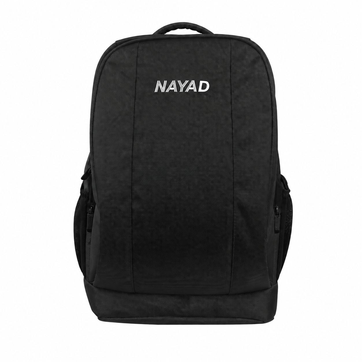 A black backpack with the brand name 'NAYAD' printed in white capital letters on the front, shown against a plain white background.
