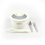 Nayad food container set with spoon, fork, and knife on a white background