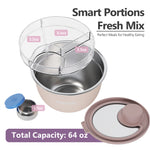  Salad Bowl Beige Color With Compartment, Lid, and Sauce Cup with text stating each ounce sizes