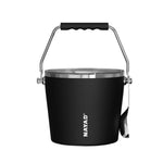 Black bucket with handle and silver lid on a white background, featuring the NAYAD brand.